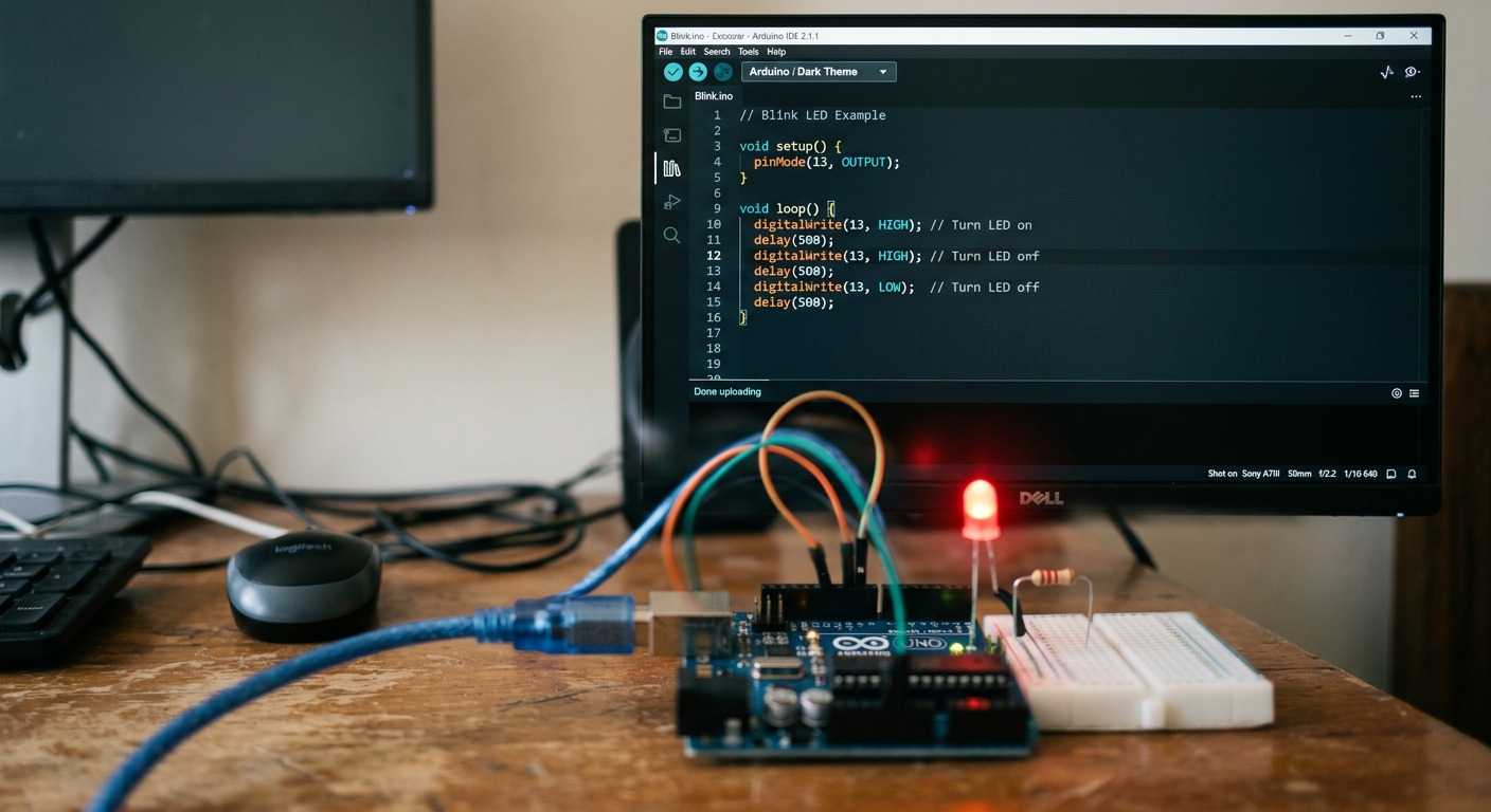 Arduino IDE showing the Blink sketch