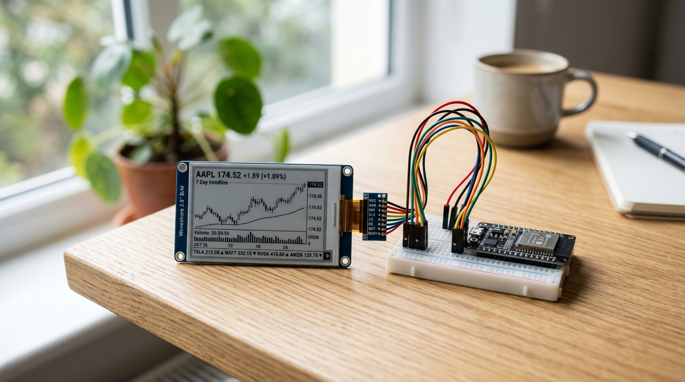Project 31: Wi-Fi E-Paper Stock Ticker