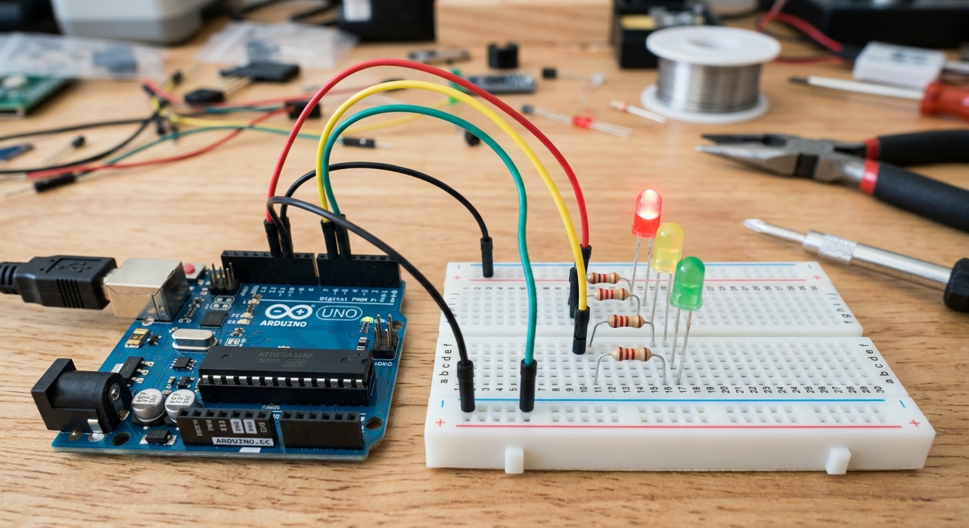 Arduino Traffic Light on Breadboard
